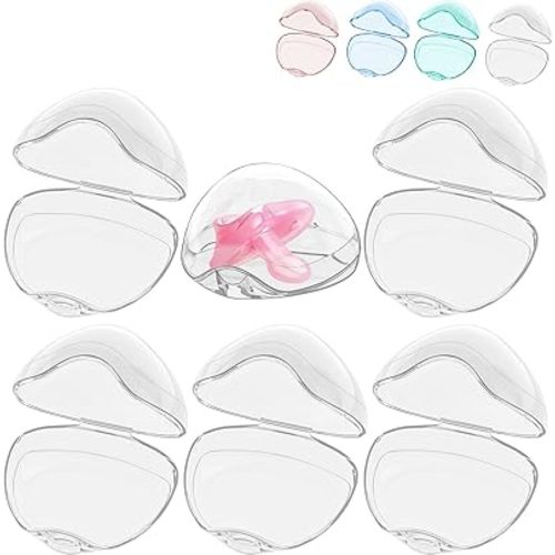 Smlpuame Pacifier Case,6 Pack BPA Free Pacifier Holder Case,Transparent Container Box for Baby Binky（Not Included),Essential Pacifier Accessories,Alway Keep Paci Clean,Easy to Clean(Transparent)