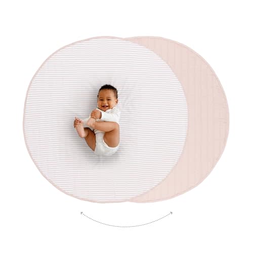 Toddlekind Organic Cotton 48" Reversible Quilted Luxe Play Mat for Babies/Toddlers, Foldable, Multifunctional, Blush (Pink)