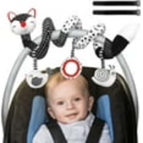 Tusivo Car Seat Toys for Babies 0-12 Months, Black and White Spiral Car Seat Toys, Baby Infants High Contrast Hanging Toys, Baby Early Developmental Learning Toy