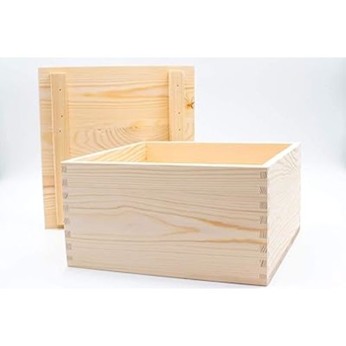 Shadow Breeze Large Wooden Keepsake Pine Boxes with Lids – Quality Unfinished Pine Boxes for Home Décor, Storage, Gifts, Hobbies or Arts & Crafts (10” x 10” x 4”)
