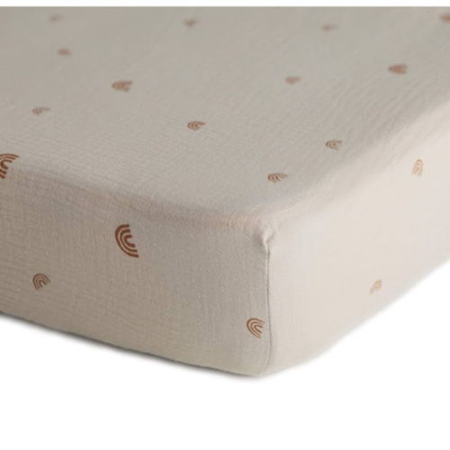 mushie Extra Soft Muslin Fitted Crib Sheet | 192 Thread Count | 28"x 52" (Rainbow)