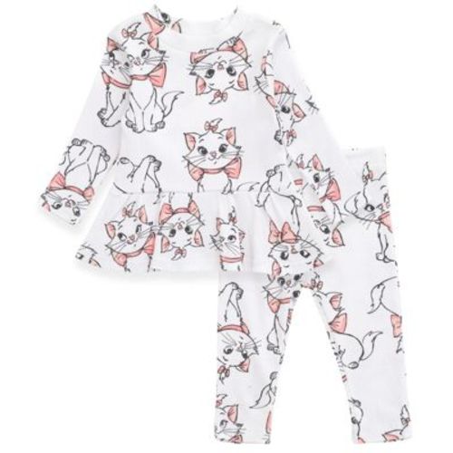 Disney Minnie Mouse Winnie the Pooh The Aristocats Lilo & Stitch Stitch Peplum T-Shirt and Pants Newborn to Big Kid, Color: White, marie, Size: 12 months