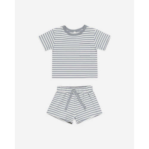 Pocket Tee + Short Set || Blue Stripe