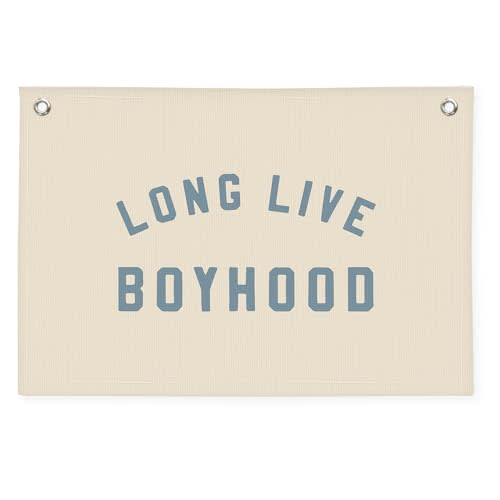 Wheatwin Long Live Boyhood Boys Room Decor - Linen Banner Wall Hanging Canvas Banner Flag Decor for Toddler Boy Room Nursery Playroom