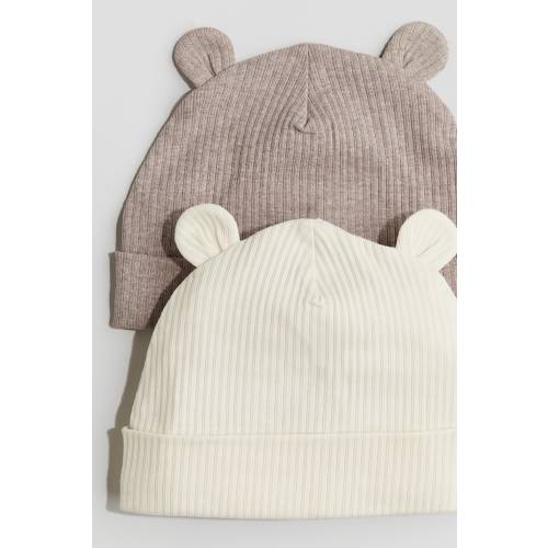 2-PACK RIBBED BEANIES WITH EARS