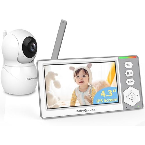 Baby Monitor with Camera and Audio, 4.3'' Video Baby Monitor with 1000ft Long Range and 30-Hour Battery, Baby Monitor No WiFi, Remote Pan-Tilt-Zoom, Night Vision, ECO Mode, 2-Way Talk
