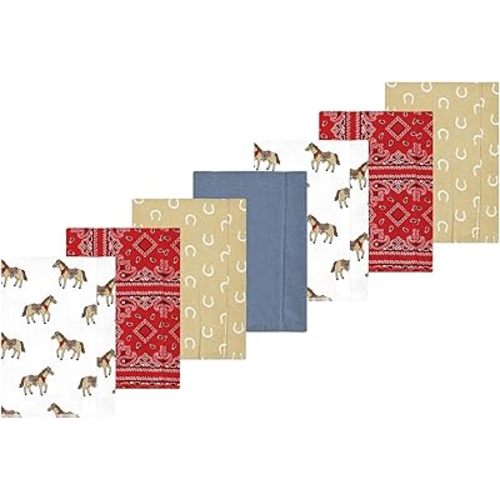 Luvable Friends Hudson Baby Flannel Burp Cloths 7pk, Western Cowboy