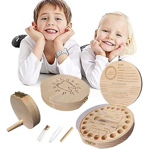 Baby Tooth Keepsake Box,Tooth Fairy Box,Wooden Tooth Box ,Baby Keepsake Storage Box,Tooth Saver,Tooth Holder for Kids Teeth,Tooth Boxes for Lost Teeth for Kids,Newborn Baby Birthday and Shower Gift
