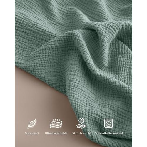 Blissful Diary Muslin Nursing Cover for Breastfeeding, Breathable Breastfeeding Cover up with Arch Neckline for Women, Nursing Apron (Roman Green)