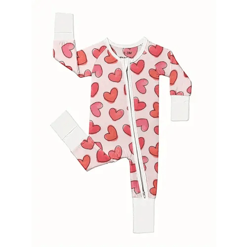 valentine's day baby romper bamboo fiber onesie dual zipper - Temu