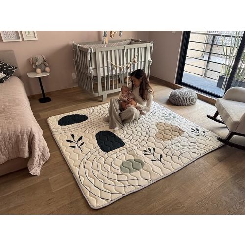 Miotetto Baby Mat for Floor, 50" x 50" Playpen Mat, Thick Soft Foam Padding Baby Play Mat, Portable Quilted playmat - Washable Baby Floor Play mat, Non-Slip Play Mat for Babies & Toddlers