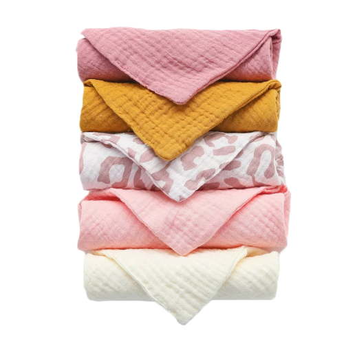 Baby Muslin Washcloths 5-Pack, Cotton Baby Bath Washcloths, Soft & Absorbent Wash Cloths and Burp Cloths for Newborn Kids Girls & Boys, 9 x 9 inches