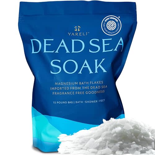 Yareli Magnesium Flakes, 15lb, Dead Sea Bath & Foot Soak, Alternative to Epsom Salt with Over 800,000mg of Elemental Magnesium Per Bag