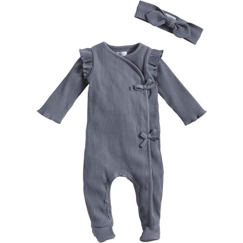 Mud Pie Baby Girls' Blue Rib and Headband Set - 0-3 Months