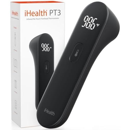 iHealth No-Touch Forehead Thermometer for Adults, Babies, Kids PT3 Black