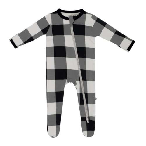Zippered Footie in Midnight Plaid: 0-3 months