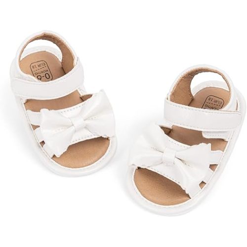 Meckior Baby Toddler Infant Girls PU Leather Soft Open Toe Summer Sandals Flower Princess Flat Shoes
