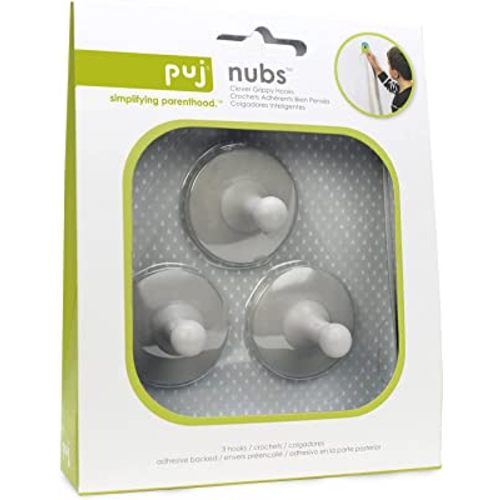Puj Peel 'n Stick Adhesive Hooks (Grey 3-Pack)