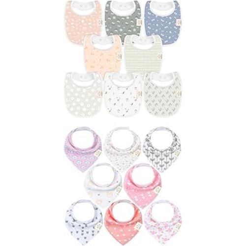 KeaBabies 8-Pack Baby Bibs for Girls & Boys and 8-Pack Baby Bandana Bibs, Baby Bibs - Teething Baby Bibs for Boy, Girl, Drool Bibs for Baby Girl, Baby Boy