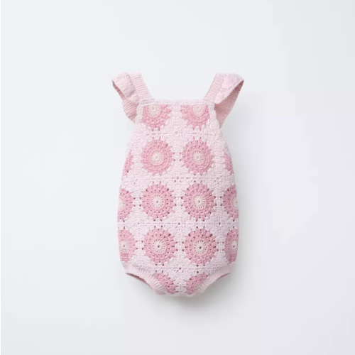 FLORAL CROCHET KNIT ROMPER - Light pink | ZARA United States