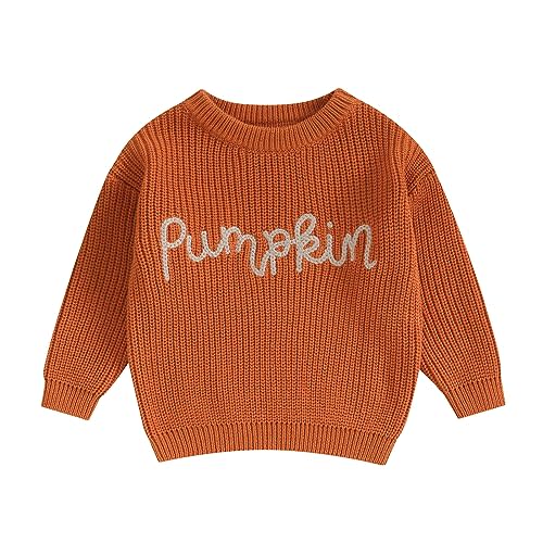 Baby Girl Cable Knit Sweater Long Sleeve Boho Floral Embroidery Oversized Sweatshirt Warm Fall Winter Clothes