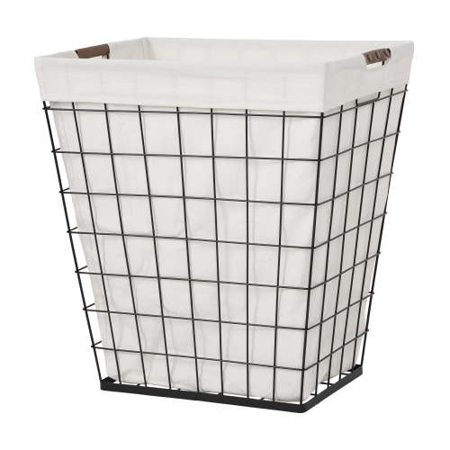 Better Homes & Gardens 75L Adult Rectangular Steel Wire Laundry Hamper with Removable Liner, Natural