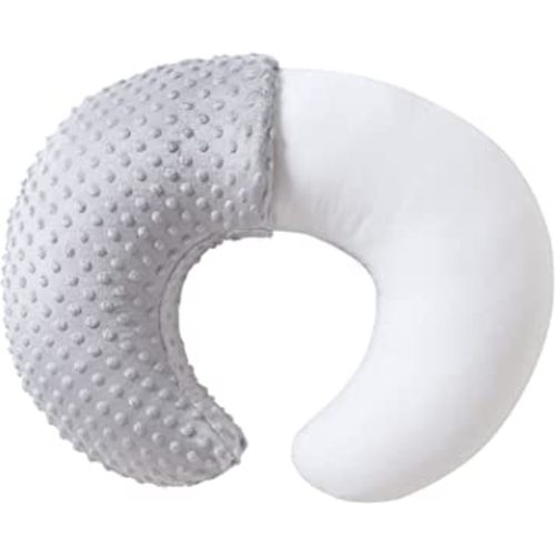 Nursing Pillow and Positioner, Breastfeeding, Bottle Feeding, Baby Sitting Support with Removable Ultra Soft Cover, Tummy Time Support for Baby Boys and Girls (Gray)