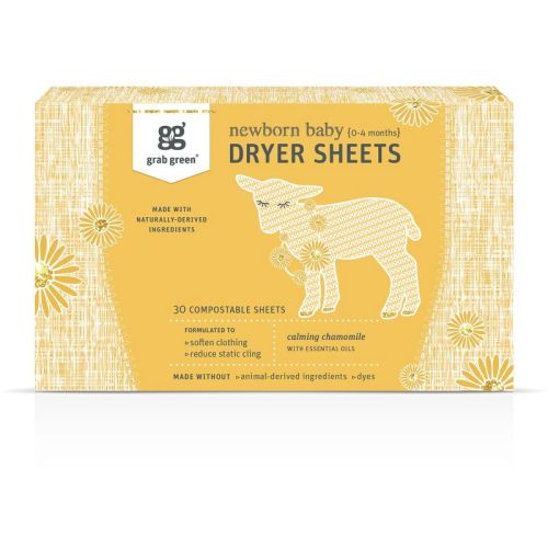 Grab Green Newborn Baby Dryer Sheets, 40 Sheets, Calming Chamomile Scent