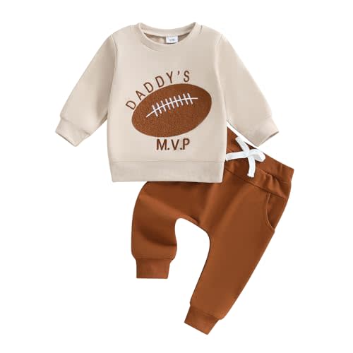 Kupretty Toddler Baby Boy Fall Winter Clothes Letter Graphic Long Sleeve Sweatshirt Pullover Tops + Joggers Pants Outfit Set