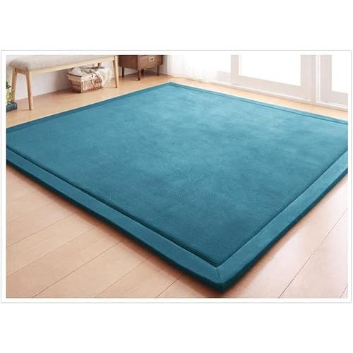 Loartee Nursery Rug Coral Velvet Crawling Rugs Mat Area Rugs Play Crawling Mat(5.0'x 6'8", Blue) for Toddler Children Play Mat Yoga Mat Exercise Pads Carpet