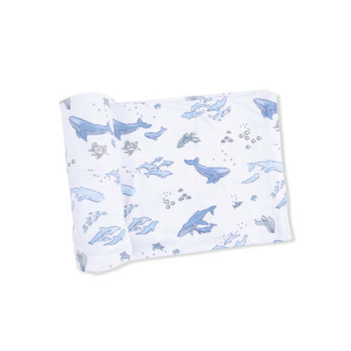Watercolor Blue Whales - Swaddle Blanket