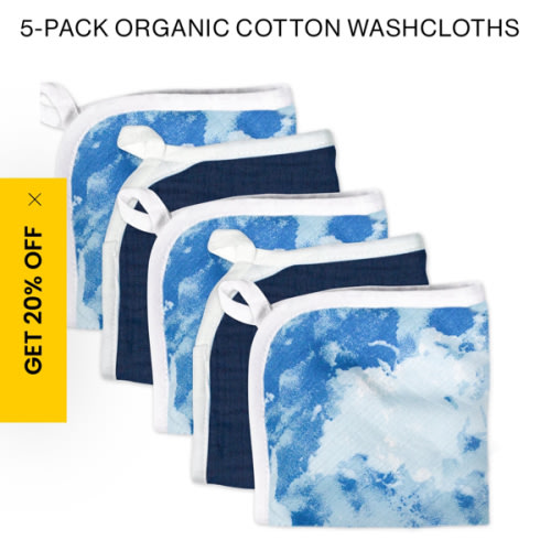 5-Pack Organic Cotton Baby Terry Wash Cloths | Honest Baby Clothing