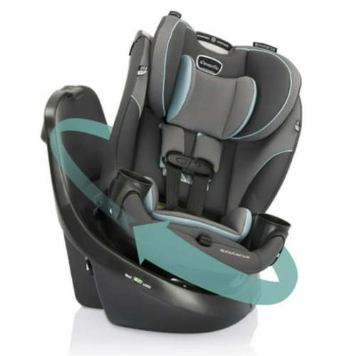 Evenflo Revolve360 Slim 2-in-1 Convertible Car Seat, Rear Facing, Safety for Infant to Toddler, Carver Blue, Newborn Fit