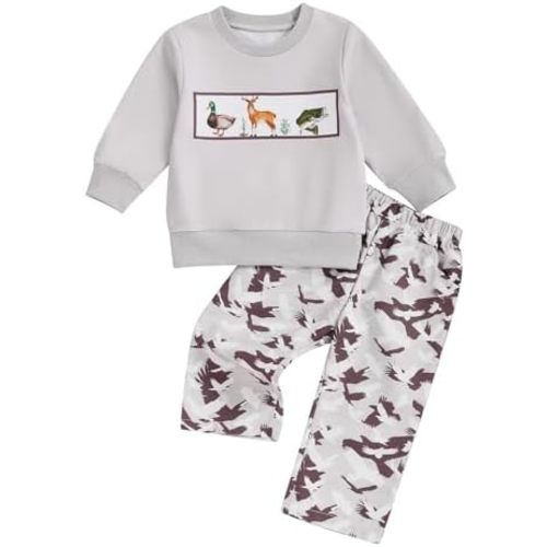 Kaipiclos Toddler Baby Boy Fall Winter Outfits Long Sleeve Duck Print Sweatshirt Tops Pants Boys Clothes 6 12 18 24 Month 3T