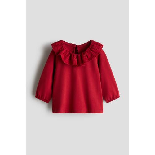 TOP WITH EYELET-EMBROIDERED COLLAR