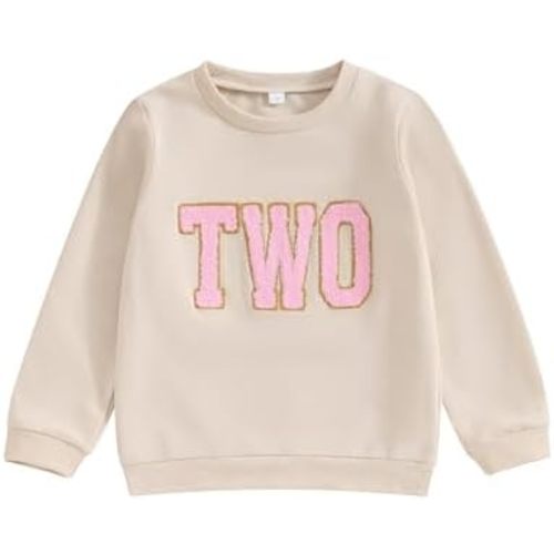 Muasaaluxi Baby Girl Boy Birthday Outfits One Romper Two/Three/Four/Five/Six Embroidery Sweatshirt Cake Smash Outfits