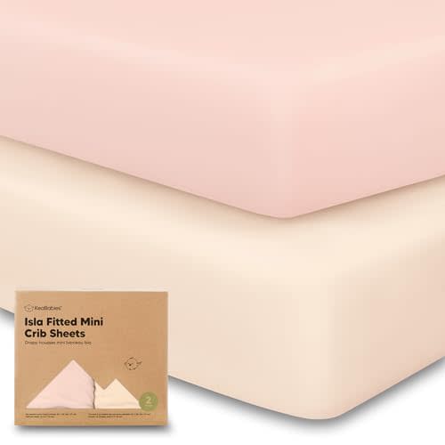 Pack and Play Sheets Fitted - 2-Pack Mini Crib Sheets for Pack N Play Mattress 38x26, Soft & Cozy, Neutral Toddler Playard Bedding, Snug Fitted Mini Baby Crib Mattress Cover Boy, Girl (Cameo)