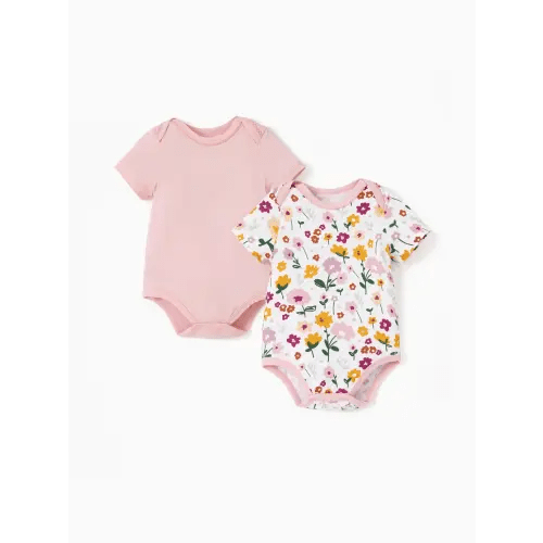Bamboo Baby Boy/Girl 2-Pack Solid&Printed Rompers Set Only $24.99 PatPat US Mobile