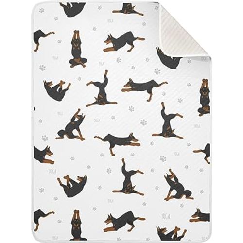 Swaddle Blanket Exercises Doberman Dog Cotton Blanket for Infants, Receiving Blanket, Lightweight Soft Swaddling Blanket for Crib, Stroller, Nursery Blankets, 30" X 40", Puppy