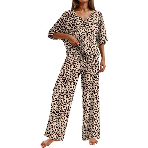 Ekouaer Pajama Sets for Women 2 Piece Lounge Set Short Sleeve Tops and Long Pants Soft Comfy Pjs Sleepwear Outfits S-XXL