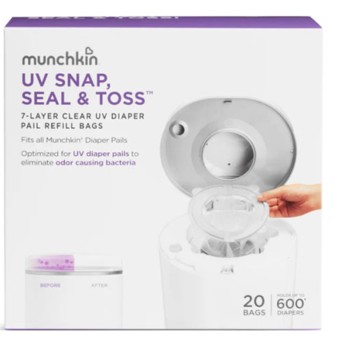Munchkin Uv Snap, Seal & Toss Diaper Pail Refill Bags - 20pk