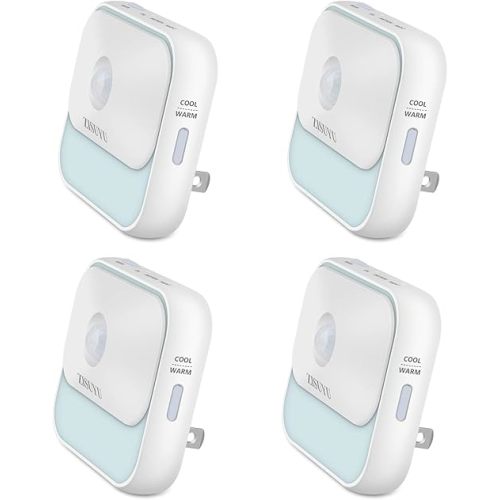 ZISUYU Plug-in LED Night Light with Motion Sensor & Dusk to Dawn Sensor, Dimmable LED Nightlight with 1-60 lm Adjustable Brightness for Bathroom,Bedroom,Kitchen,Stairs,Hallway(4 Pack)