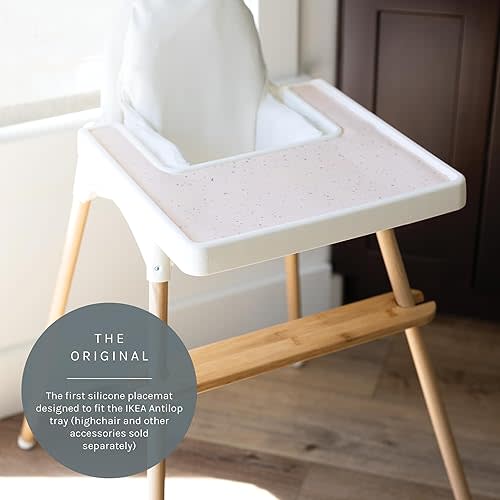 Yeah Baby Goods Placemats Compatible with IKEA Antilop High Chair (Blush Speckle) - Slip-Resistant & Food-Grade Silicone High Chair Mat - Easy Clean High Chair Accessory