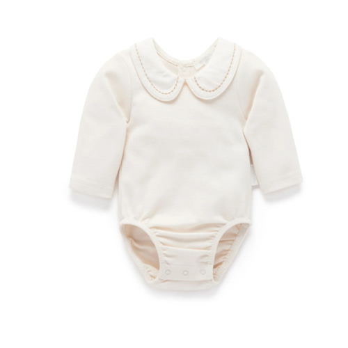 White Collar Bodysuit - Baby Bodysuits - Purebaby - Purebaby