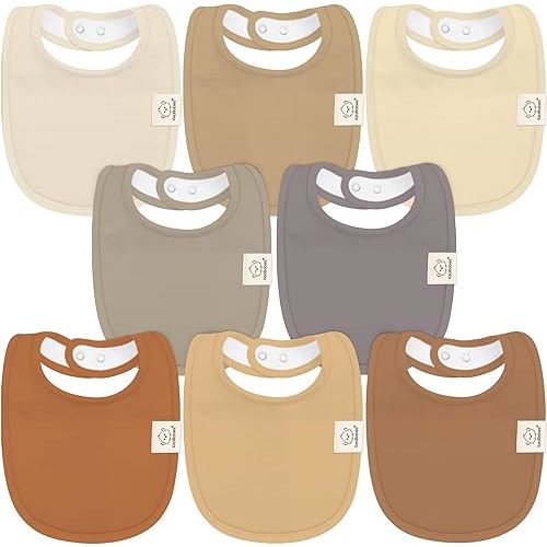 8-Pack Organic Baby Bibs for Boys, Girls - Soft Cotton Drooling and Teething Baby Bibs, Baby Girl Bibs, Baby Boy Bibs, Baby Drool Bibs for Baby Girl, Boy, Newborn Infant Bibs(Terracotta)