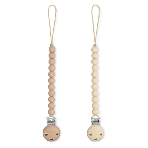 Comfy Cubs Pacifier Clips 2 Pack - 100% Food Grade Silicone Baby Pacifier Clips, BPA & PVC Free - CPSIA Certified, Lightweight and Flexible Baby Gifts - Beige & Light Beige