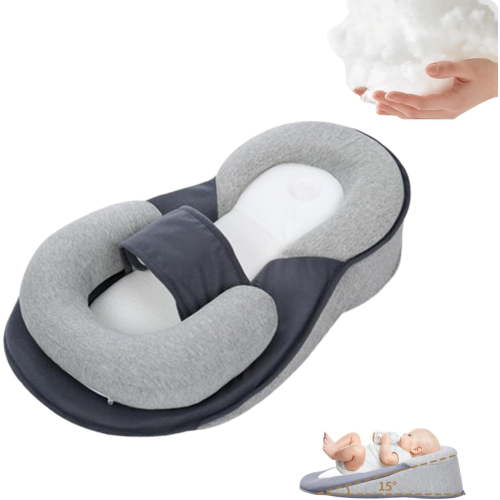 Baby Wedge Pillow for Newborn, Rest Nest Baby Bed Acid Reflux with Strap,2025 New Reflux Pillow for Baby, Feeding Support Pillow for Reducing Spit-Up (Enlarge)