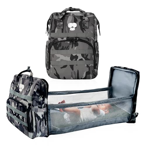 Camo Diaper Bag Backpack with Foldable Changing Station & Storage