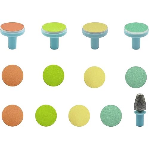 Electric Nail Trimmer Replacements,13 in 1- Baby Electric Nail Buffer Sandpaper Pads (Assorted Pads with Blue Base)