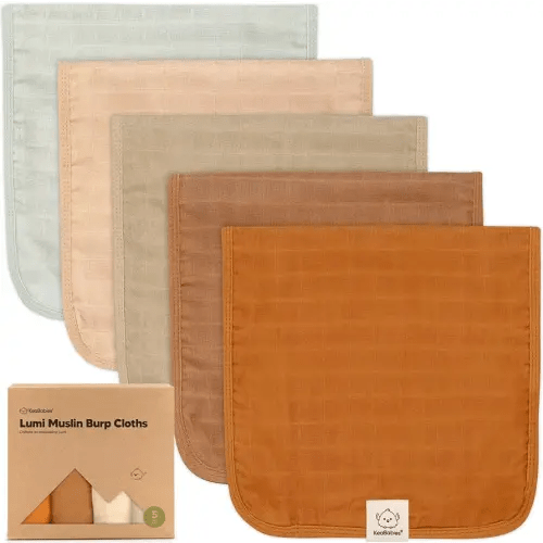 5-Pack Muslin Burp Cloths for Baby Boys, Girls - Baby Burp Cloths, Burp Clothes for Baby Girl, Boy, Neutral Burping Cloths for Babies, Burp Rags, Burp Cloth (Spice)
